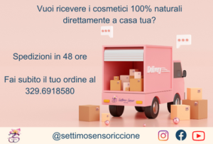 delivery spedizioni cosmetici prodotti naturali Settimo Senso® Riccione