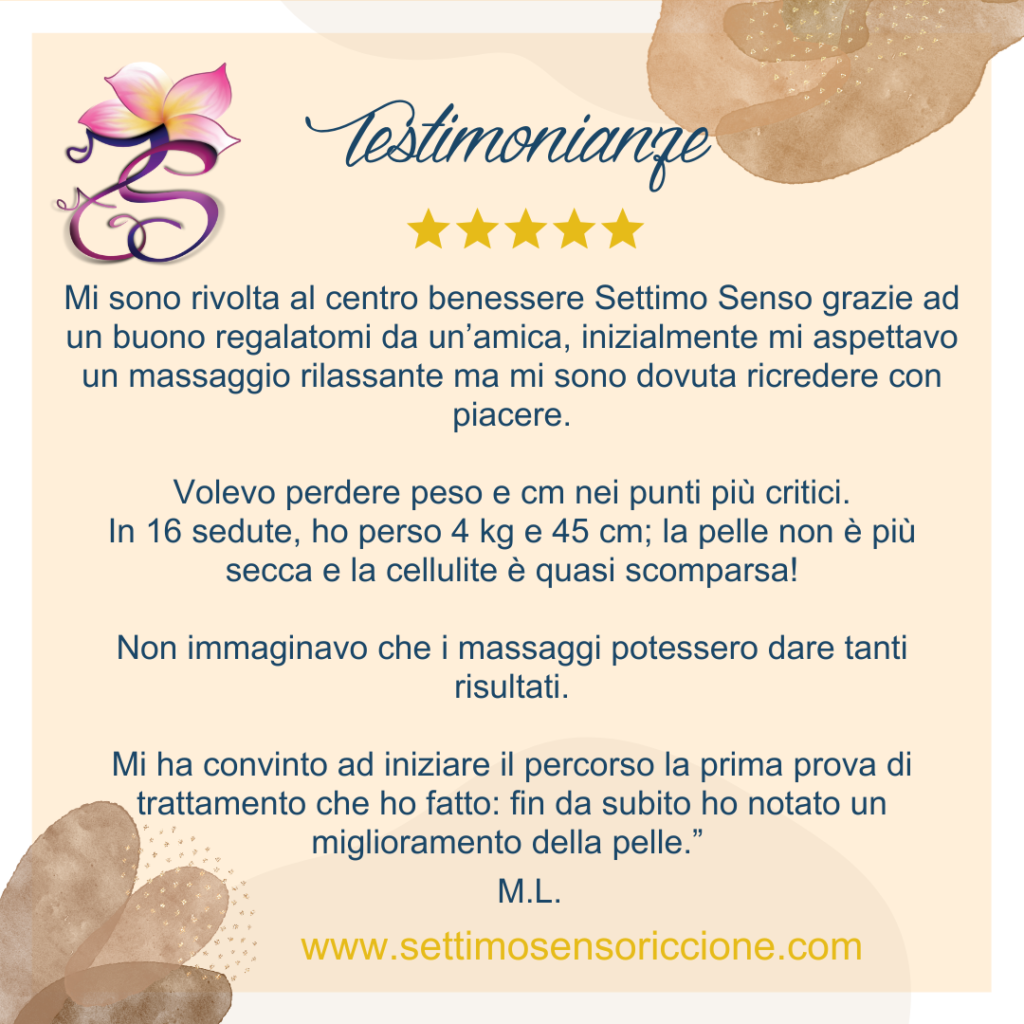 Miriam massaggio manuale rimodellante Testimonianze Settimo Senso Riccione